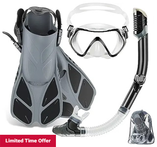 ZEEPORTE Mask Fin Snorkel Set, Travel Size Snorkeling Gear for Adults